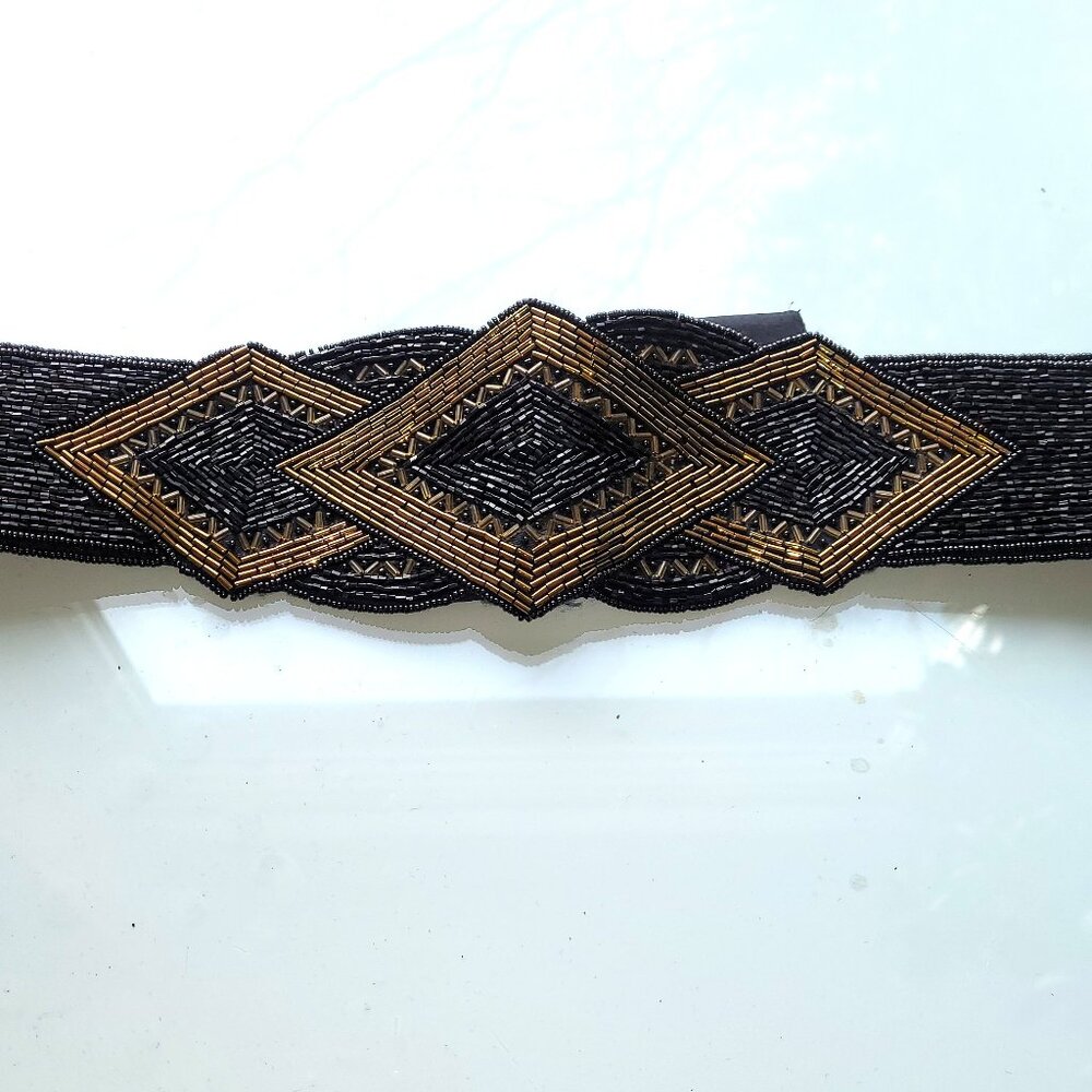 Magid 80s Glam Beaded Silk Belt Size M